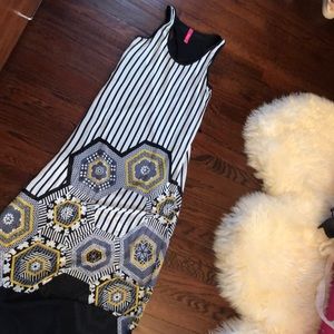 Striped and geometric chiffon maxi dress